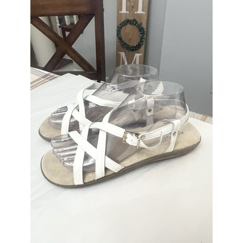 G.H. Bass Sunjuns Margie White Leather Strappy Sandals Womens Size 9.5 Shoes